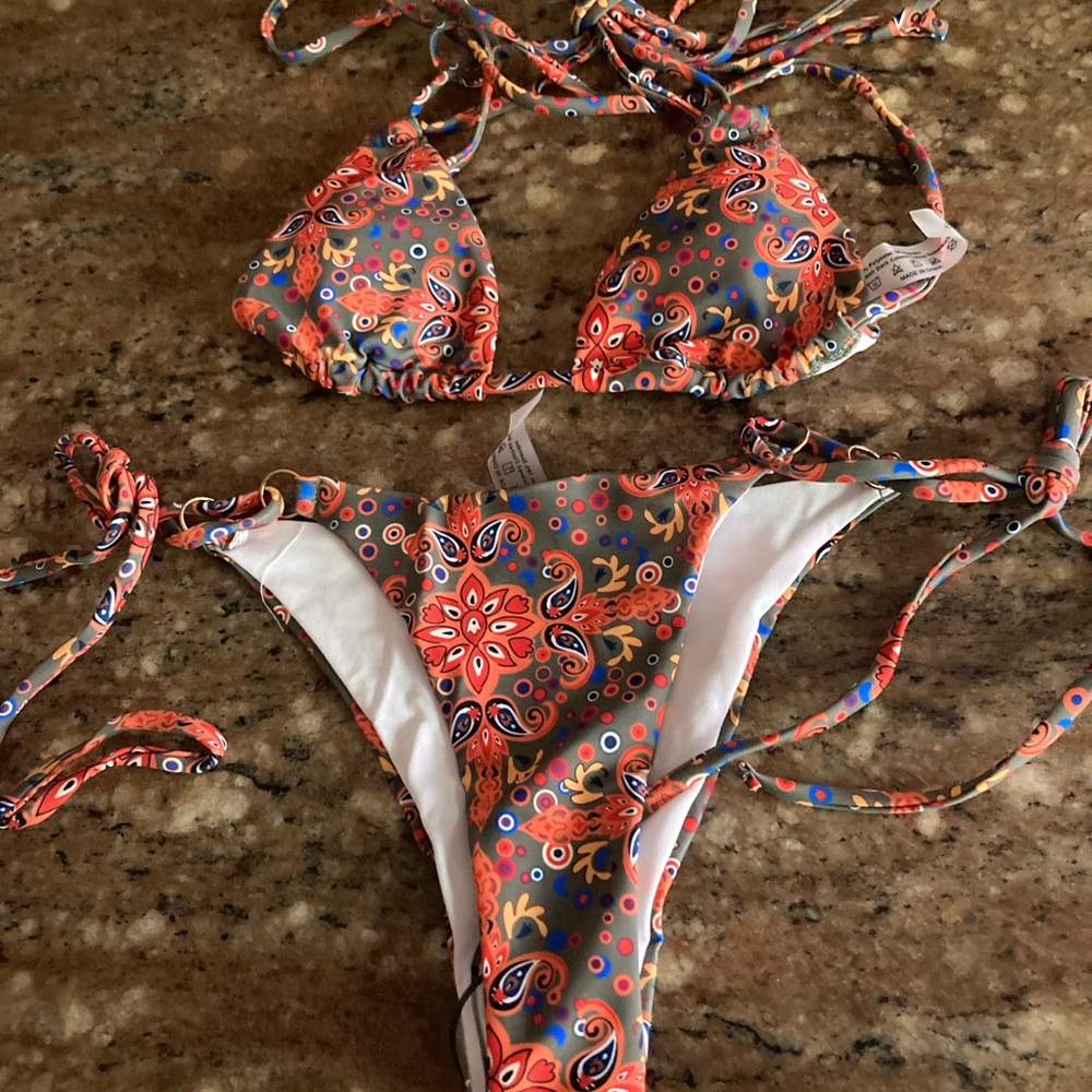 Multi colored high cut bikini